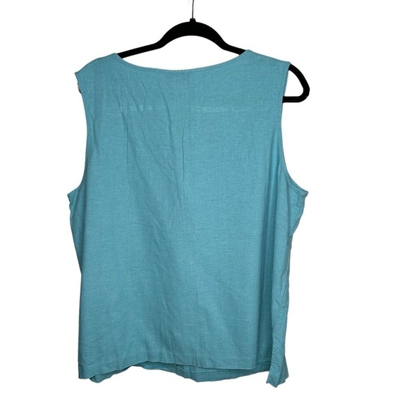 Susan Graver Women’s Linen Blend Sleeveless Blouse Size 1X Light Blue - Picture 3 of 3
